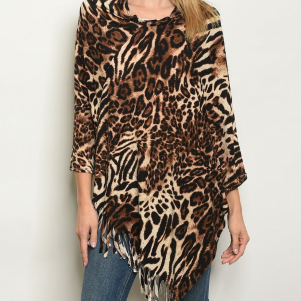 ANIMAL PRINT PONCHO - Picture 3 of 4